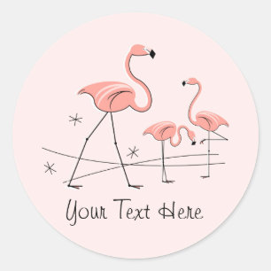 Flamingo Rosa Trio 2 Textdekaler Runt Klistermärke