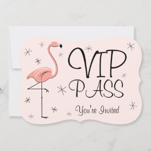 Flamingo Rosa 'VIP PASS'-inbjudningsklapp Inbjudningar