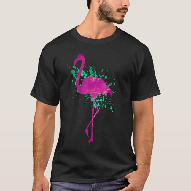 Flamingo Rosa Watercolor Beach, sommar T Shirt (Framsida)