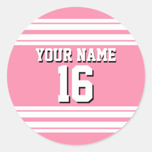 Flamingo Rosa White Team Jersey Anpassningsbar Num Runt Klistermärke