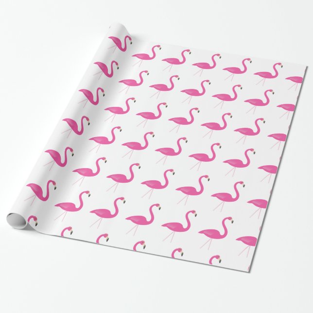 Flamingo Rosa & White Wrapping Papper Presentpapper (Utrullad)