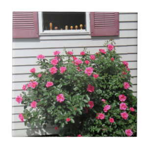 Flamingo Rosor med träarbetspassagerare Kakelplatta