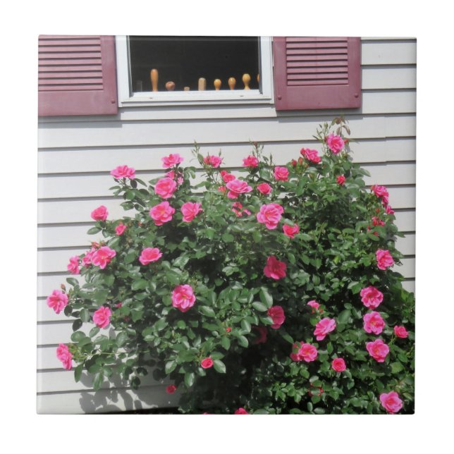 Flamingo Rosor med träarbetspassagerare Kakelplatta (Framsidan)