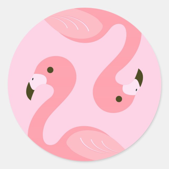 Flamingo Round Sticker Runt Klistermärke (Framsida)