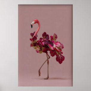 Flamingo Sallads Konsttryck – Surreal Botanisk Poster