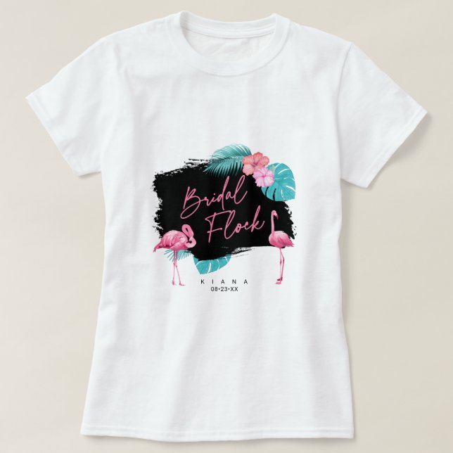 Flamingo Sängkammarbröllop Flock ID930 T Shirt (Design framsida)