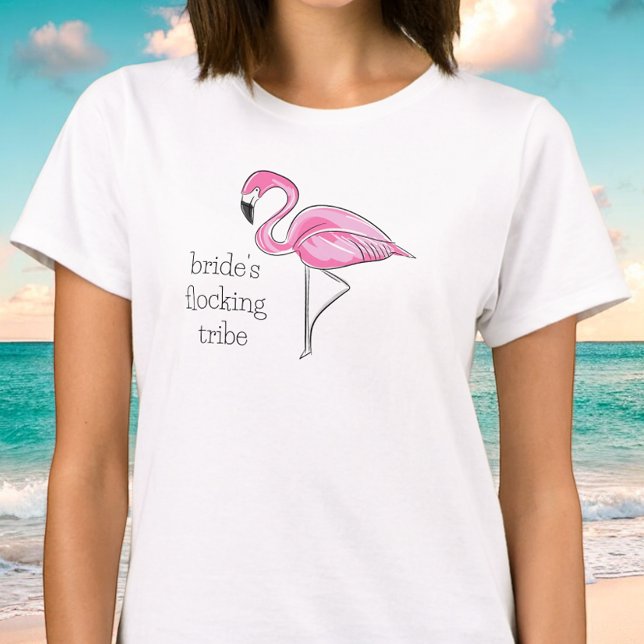 Flamingo Sängkammarbrud Brudtärna Flockning Stamme T Shirt (Skapare uppladdad)