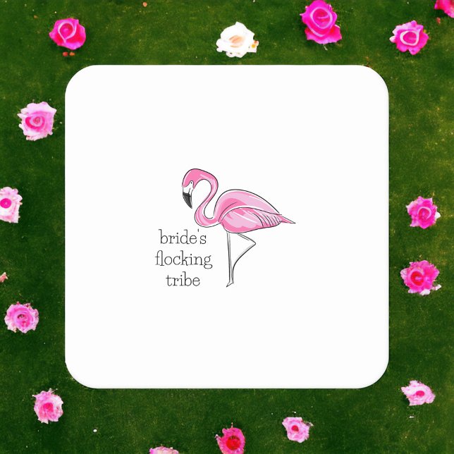 Flamingo Sängkammarbrud Brudtärna Flockning Stamme Underlägg Papper Kvadrat (Skapare uppladdad)