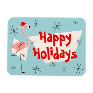 Flamingo Santa Blue Glad helg Flexibel Magnet
