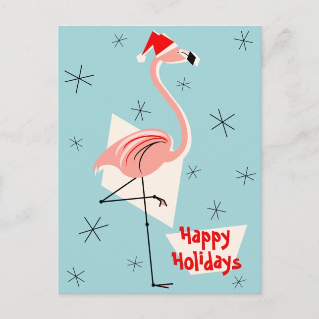 Flamingo Santa Blue Glad helg porträtt (Framsida)
