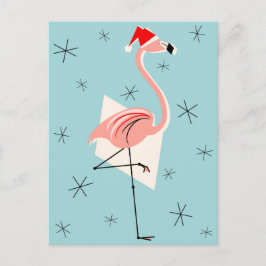 Flamingo Santa Blue porträtt Helg Vykort