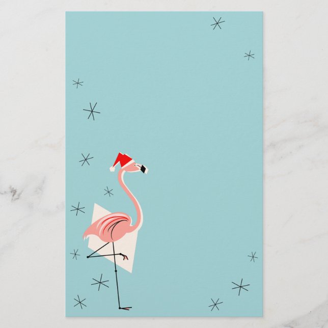 Flamingo Santa Blue-stationär Brevpapper (Framsida)