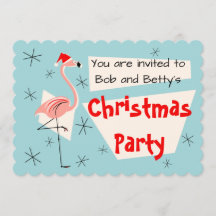 Flamingo Santa Blue-vågrät