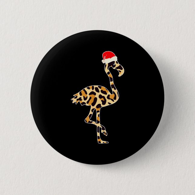 Flamingo Santa Hat Family Matching Christmas Leopa Knapp (Framsida)
