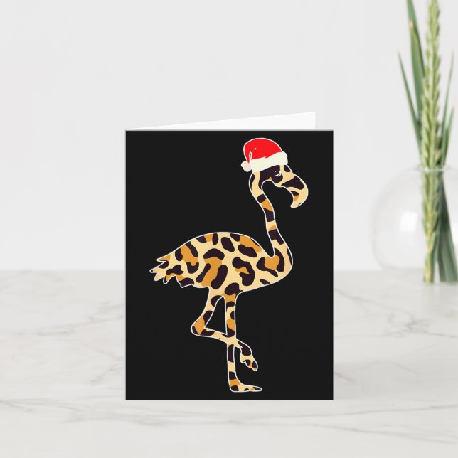 Flamingo Santa Hat Family Matching Christmas Leopa Kort (Framsida)