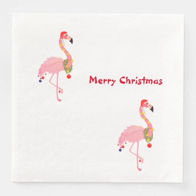 Flamingo Santa Hat God jul Pappersservett (Framsida)