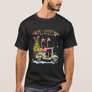 Flamingo Santa Hat Julafton Light Motocykel jul T Shirt