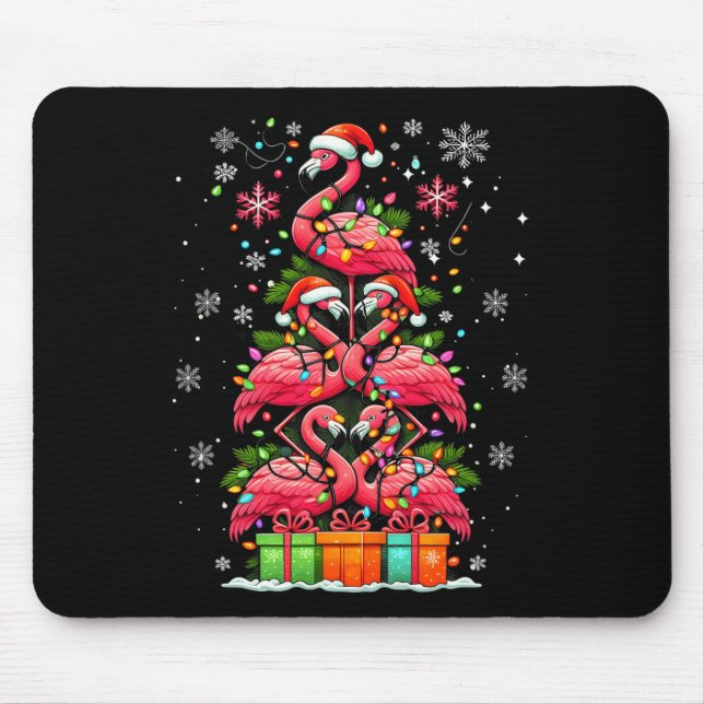Flamingo Santa Hat Julafton Ljus Julgran Anim Musmatta (Framsidan)