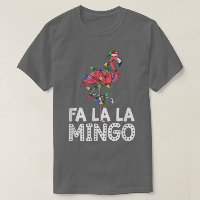 Flamingo Santa Hat Julgran Ljus Tropical T Shirt (Design framsida)