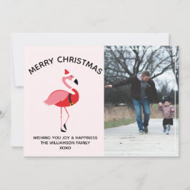 Flamingo Santa Photo jul Julkort