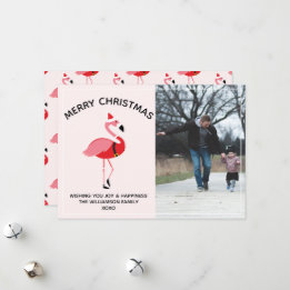 Flamingo Santa Photo jul Julkort