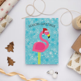 Flamingo Santa Retro Tropical Jul Helgkort