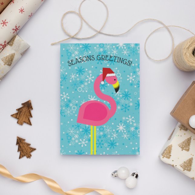 Flamingo Santa Retro Tropical Jul Helgkort (Skapare uppladdad)