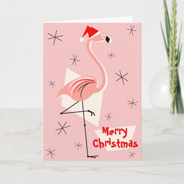 Flamingo Santa Rosa God jul Helgkort (Framsida)