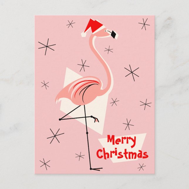 Flamingo Santa Rosa God jul porträtt Helg Vykort (Framsida)
