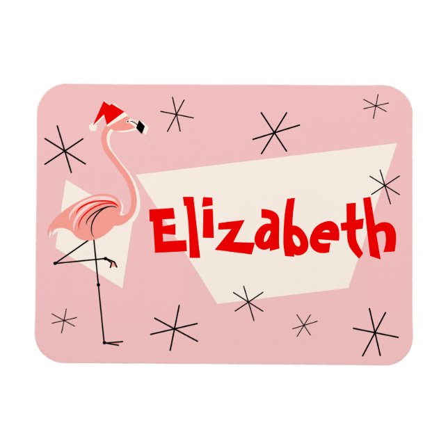 Flamingo Santa Rosa Namn flexibel Magnet (Horisontell)