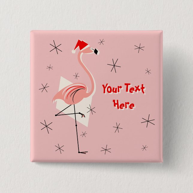 Flamingo Santa Rosa Text knapp fyrkantig (Framsida)