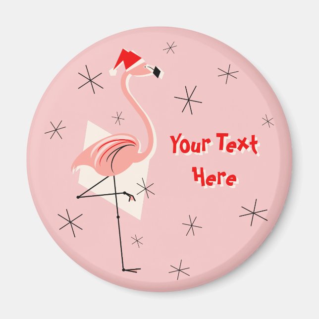 Flamingo Santa Rosa Text-magnet round Magnet (Framsidan)