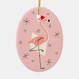 Flamingo Santa Rosa Text ornament oval