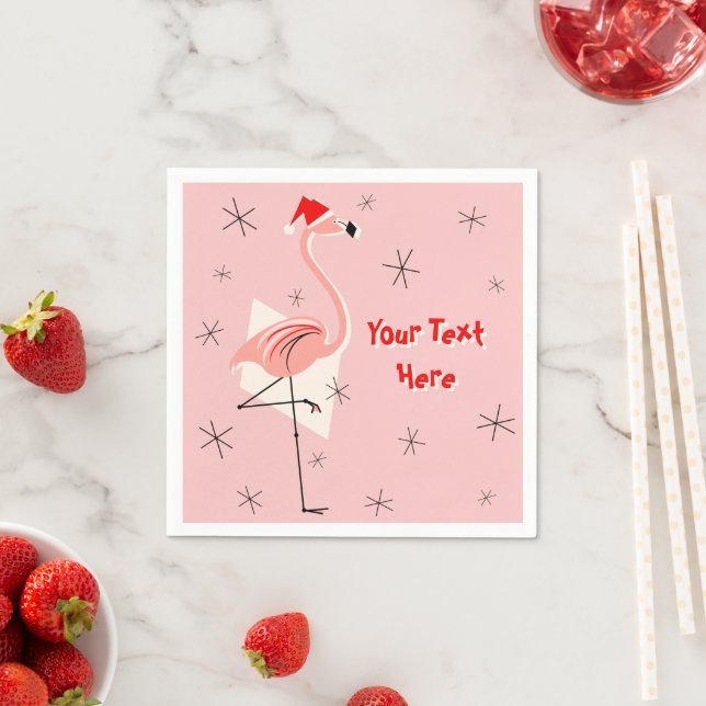 Flamingo Santa Rosa Text papper napkin Pappersservett (Insitu)