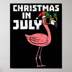 Flamingo Santa Solglasögon Jul i Juli Söt Sommar Poster