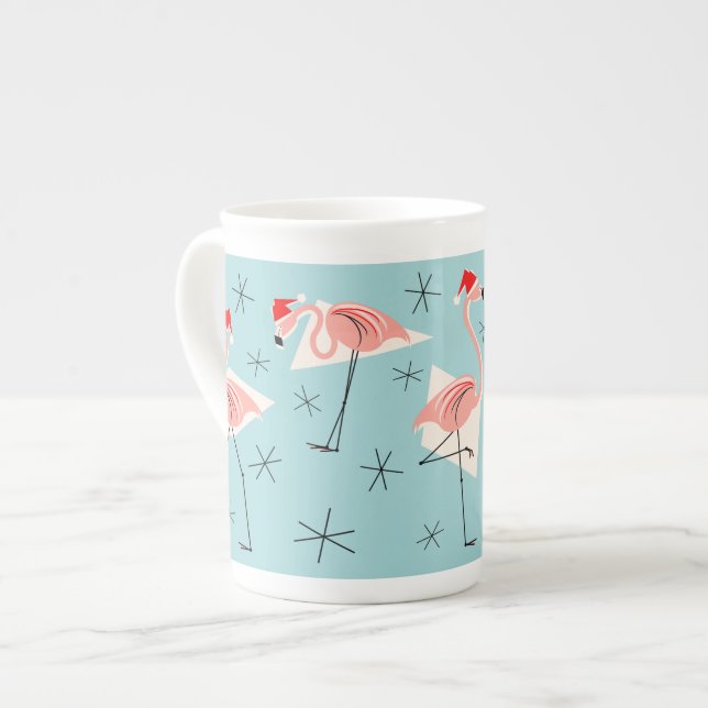Flamingo Santas Blue bone china Benporslin Mugg (Framsida vänster)