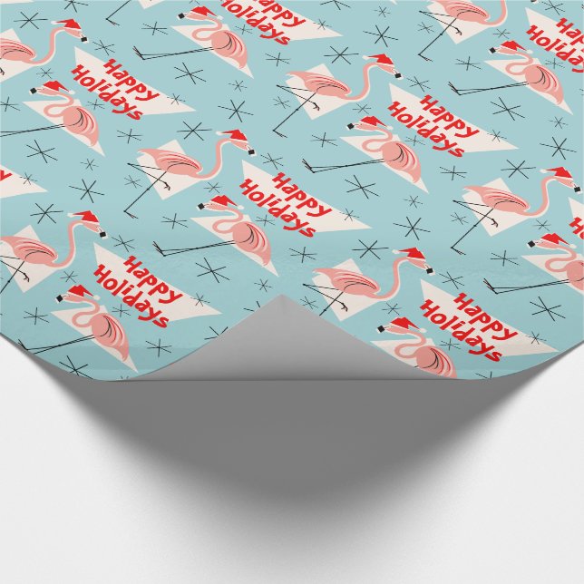 Flamingo Santas Blue Glad helg Presentpapper (Hörn)