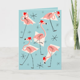 Flamingo Santas Blue God jul blue Helgkort
