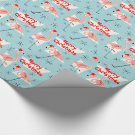 Flamingo Santas Blue God jul Presentpapper