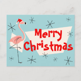 Flamingo Santas Blue God jul vycard Helg Vykort