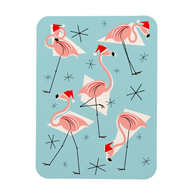 Flamingo Santas Blue magnet Flexibel porträtt (Vertikal)
