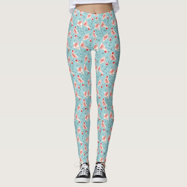Flamingo Santas Blue Multi leggings (Framsida)