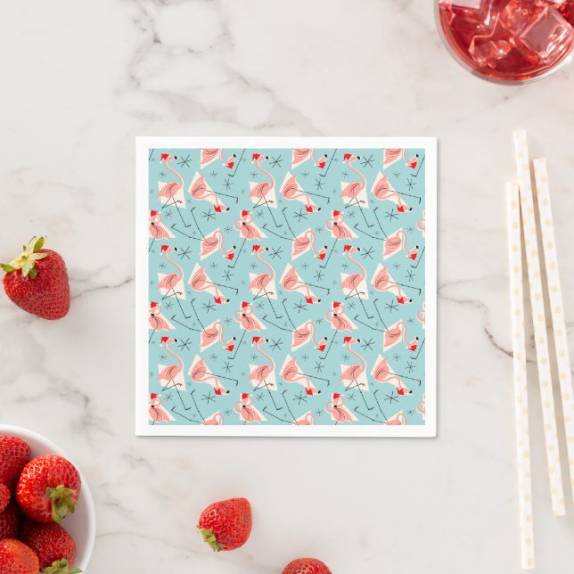 Flamingo Santas Blue Multi papper napkin Pappersservett (Insitu)