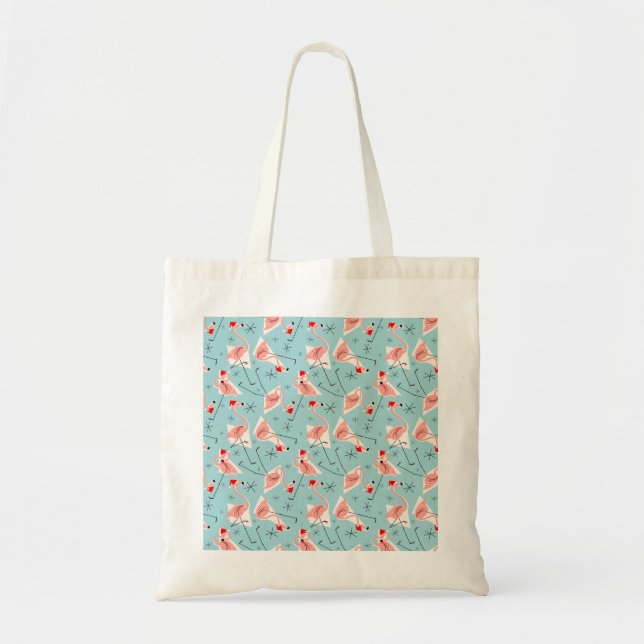 Flamingo Santas Blue Multi tote bag Tygkasse (Framsidan)