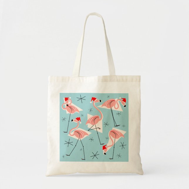 Flamingo Santas Blue tobag Tygkasse (Framsidan)