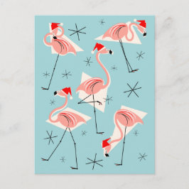 Flamingo Santas Blue vycard porträtt Helg Vykort