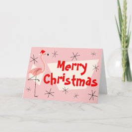 Flamingo Santas Rosa God jul front Helgkort
