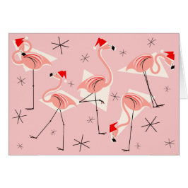 Flamingo Santas Rosa God jul vågrät Hälsningskort