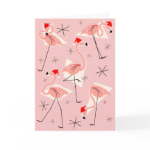 Flamingo Santas Rosa hälsning kort porträtt