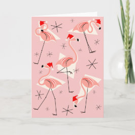 Flamingo Santas Rosa hälsning kort porträtt